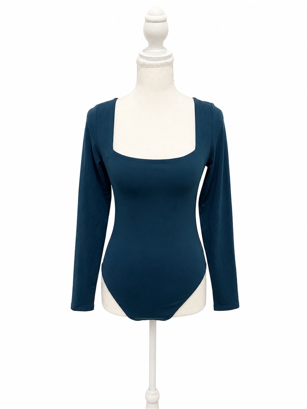 Aritzia Babaton Contour Teal Square Neck Long Sleeve Bodysuit Size Large